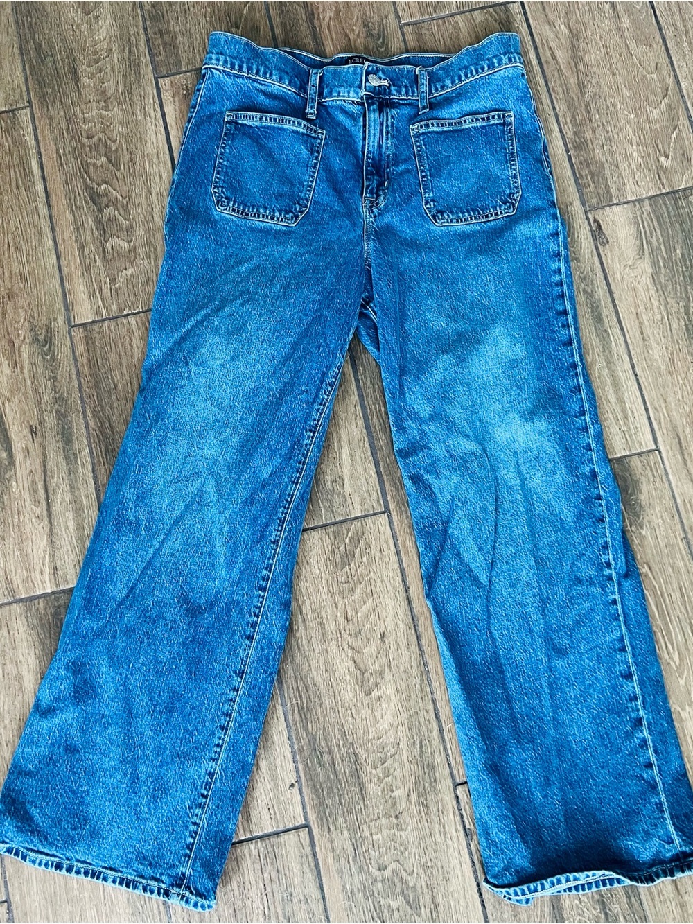 J.Crew Full Length Wide Leg Jeans Size 30P Petite High Rise Dark Wash